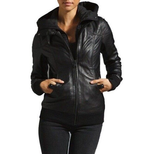 Giacca pelle con cappuccio - pelle,