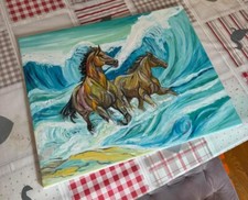 Cavalli liberi al Sole, Quadro Olio 40x50 RCafarotti, No De Chirico Marini Sassu