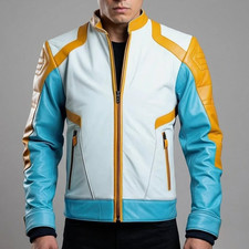Giacca pelle color block - , fatta