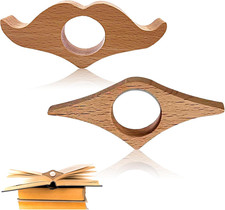 Supporto per Pagine Libro, Porta Pagina, 2 Pezzi Segnalibro per Pollice in Legno