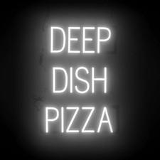 Insegna Pizza Piatto Profondo SpellBrite | Insegna Neon Look, Luce LED | 17,6" x 23,8"