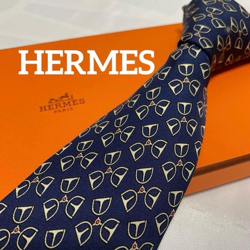 Cravatta hermes seta blu navy - cravatta,