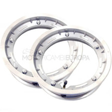 KIT COPPIA CERCHI CERCHIO SCOMPONIBILE TUBELESS GRIGIO VESPA PX 125/150/200 RUSH