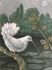 Enzo Bellini serigrafia colorata a mano la Colomba 50x70 Certificato