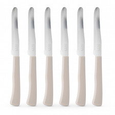 Coltelli da Tavola 24pz Manico in Polipropilene Doppia Affilatura 22cm Tortora