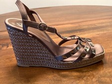 Sandali donna usati marca Castaner con zeppa alta 39 colore marrone e strass