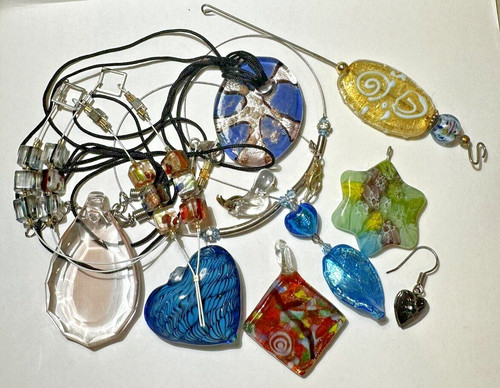 Collana orecchini vetro - collana, in