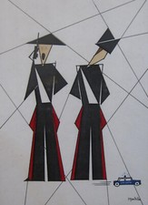 Montella  Coppia di Carabinieri di cui uno con radio. No Pippo Rizzo.  Futurismo