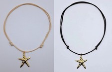 Collana choker regolabile cordino cerato stella marina acciaio donna artigianale