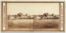 George Conrad Siracusa Sicily Panorama Rare Stereo card Albumen photo 1860 S1061