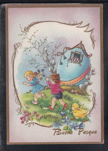 Cartolina buona pasqua bambini - cartolina,