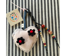 Charm borsa cuore velluto rosa