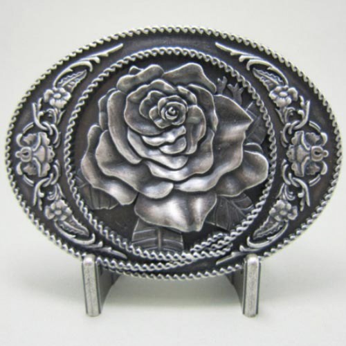 Fibbia western rosa - fibbia, argentato