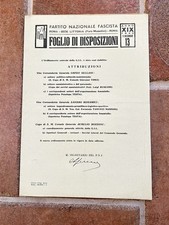 FOGLIO  DISPOSIZIONI  LEGGENDA INTERNA  VECCHIO DOCUMENTO FASCIO FASCISMO 1940
