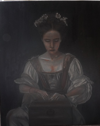 Pandora affresco dipinto olio - affresco,,