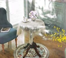 Centro Tavola Quadrato 90x90 cm Ecrù Tinta Unita con Fiori Ricamati a Mano