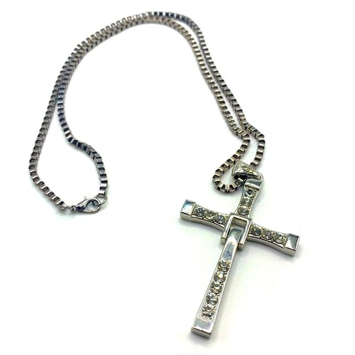 Collana croce zirconi acciaio - collana,