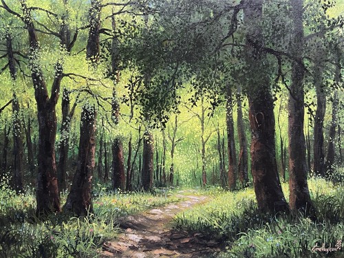 Dipinto olio foresta