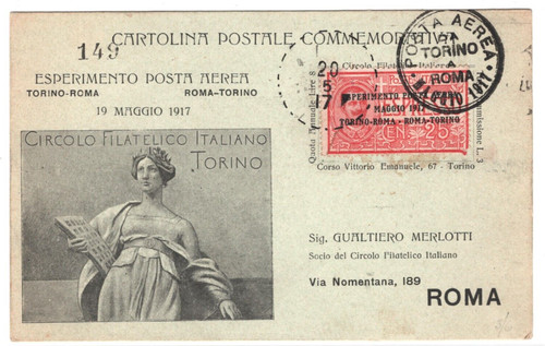 Italia 1917 posta aerea - posta, volo