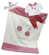 LES JOLIES Corredino 2 pezzi neonata copertina in ciniglia + clinico ricamati