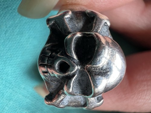 Anello con teschio - teschio,, argento