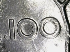 100 LIRE 1979 ERRORE - SDOPPIAMENTO DEL PROFILO E DEL VALORE [Y142]