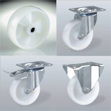 RUOTA IN POLIAMMIDE NYLON BIANCA NUCLEO SUPPORTO ZINC RUOTE GIREVOLI FRENO FISSE