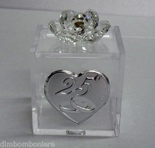 Bomboniere Scatolina con cristallo swarovski 25 anniversario Vari colori