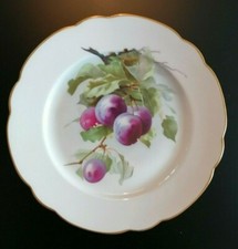 Piatto stile liberty KPM Berlino inglese liscio con frutta dipinto morbido 1900 circa (n.3)