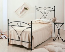 LETTO FERRO BATTUTO ALICE SINGOLO NERO GRAFITE