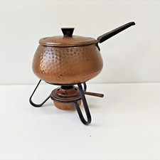 SET PER  FONDUTA VINTAGE VIN BRULE' PUNCH O SALSA IN RAME BATTUTA A MANO VINTAGE