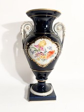 Vaso in Porcellana di Meissen Blu Cobalto Oro e Policromia del 1800