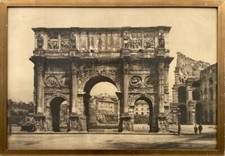 Vecchia Foto Um 1900 Italia Konstantinbogen ROM Con Persone E Cocchio Vintage