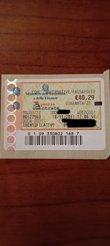 Marca bollo per passaporto - marca,