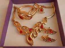 PARURE COLLANA BRACCIALE RIGIDO ORECCHINI PER LOBI FORATI E ANELLO 