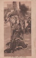 CARTOLINA  ARTE PITTURA I. SALA FLIRT ANDALUSO STORIA MEMORIA VIAGGIATA 1916
