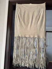 Gonna con frange in vera pelle