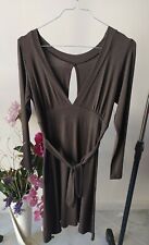 Abito Donna Scollo a "V" in Viscosa Marrone Taglia M -MADE IN ITALY- USATO 