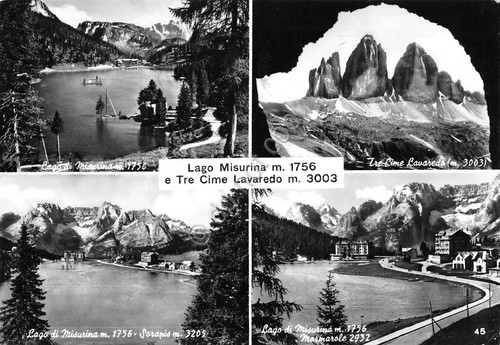Cartolina lago misurina - lago, di