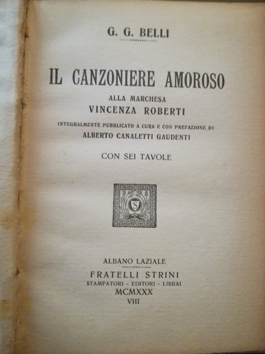 Canzoniere amoroso alla - il,