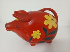 Vintage Red Ceramic Yellow