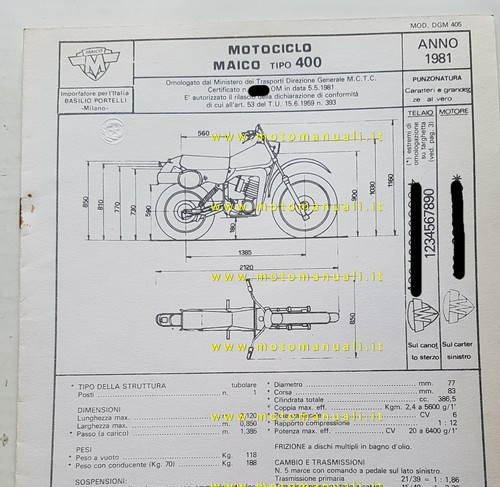 Maico 400 enduro 1981 scheda - maico,