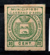 Cassano d'Adda - Nuovo * MH 100% Non dentellato marche comunali 20 cent,Stemma