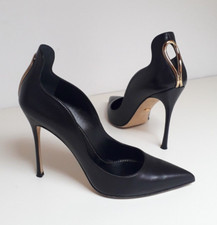 SERGIO ROSSI decollete nere in pelle n. 38 scarpe tacco dorato Godiva decolte