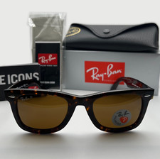 Occhiali da sole Ray-Ban RB2140 902/57 Wayfarer marrone tartaruga lenti polarizzate 50 mm