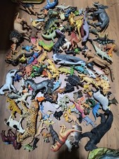 Enorme lotto di ANIMALI DINOSAURI in plastica gomma Vintage anni 80 giocattoli