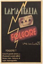 LAMA ITALIA FOLGORE TORINO CARTOLINA PUBBLICITARIA RASOI REGNO D’ITALIA