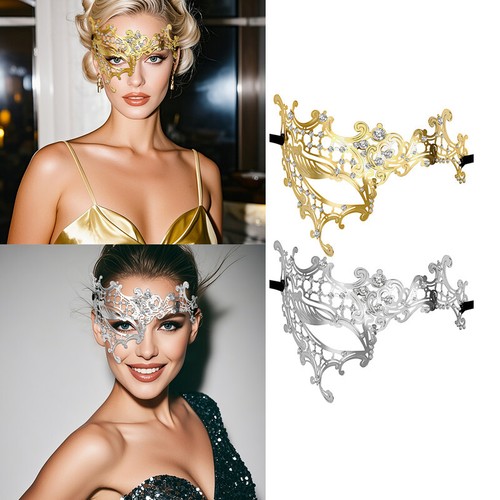 Maschera metallo strass - in,