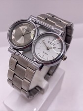 Orologio CTNY Unisex Dual Time Silver Funzionante Batteria Nuova