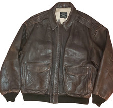 VINTAGE AVIREX LEATHER FLIGHT JACKET TYPE A-2 Rare "Victory-1945" XXL